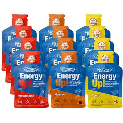 VICTORY ENDURANCE PACK de 12 x 40 g Energy Up Gel sem cafeína 4 x 3 sabores (laranja, melancia, limão). Energia rápida. Alto em carboidratos (proporção 2:1:1). Com extra de sódio. Fácil de tomar. Sem glúten. VICTORY ENDURANCE PACK de 12 x 40 g Energy Up Gel sem cafeína 4 x 3 sabores (laranja, melancia, limão). Energia rápida. Alto em carboidratos (proporção 2:1:1). Com extra de sódio. Fácil de tomar. Sem glúten.