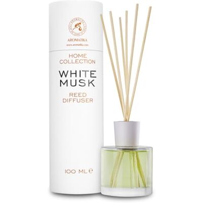 Trust Difusor de ambiente AROMATIKA Almíscar, branco de 100 ml, fragrâncias intensas e duradouras, Reed Diffuser Trust Difusor de ambiente AROMATIKA Almíscar, branco de 100 ml, fragrâncias intensas e duradouras, Reed Diffuser