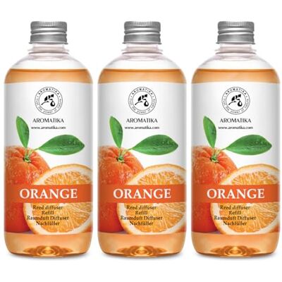 Trust Recarga do difusor de laranja conjunto 3 x 500 ml, fragrâncias ambientais intensas e duradouras, aroma cítrico substituição do difusor ambiental, aromaterapia Reed Diffuser Refill Orange Trust Recarga do difusor de laranja conjunto 3 x 500 ml, fragrâncias ambientais intensas e duradouras, aroma cítrico substituição do difusor ambiental, aromaterapia Reed Diffuser Refill Orange