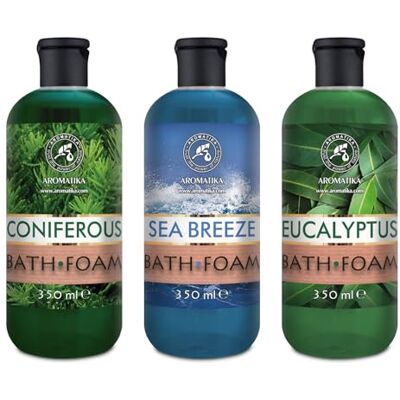 Trust Espuma casa de banho conjunto de coníferas e brisa marinha e eucalipto 3 x 350 ml cuidado do corpo relaxamento aroma fresco aromaterapia spa Banhos de bolhas beleza Trust Espuma casa de banho conjunto de coníferas e brisa marinha e eucalipto 3 x 350 ml cuidado do corpo relaxamento aroma fresco aromaterapia spa Banhos de bolhas beleza