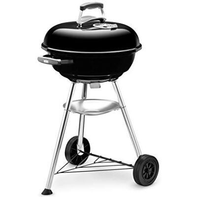 Weber Compact Kettle Churrasqueira a carvão, superfície da grelha de Ø 47 cm, churrasqueira com tampa e cuba esmaltadas em porcelana, suporte de três patas e rodas, grelha cromada Preto () Weber Compact Kettle Churrasqueira a carvão, superfície da grelha de Ø 47 cm, churrasqueira com tampa e cuba esmaltadas em porcelana, suporte de três patas e rodas, grelha cromada Preto ()