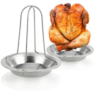 com-four ® 2X grelha para frango, assador de frango para churrasco para Suporte para aves para assar com bandeja de gotejamento para forno com-four ® 2X grelha para frango, assador de frango para churrasco para Suporte para aves para assar com bandeja de gotejamento para forno