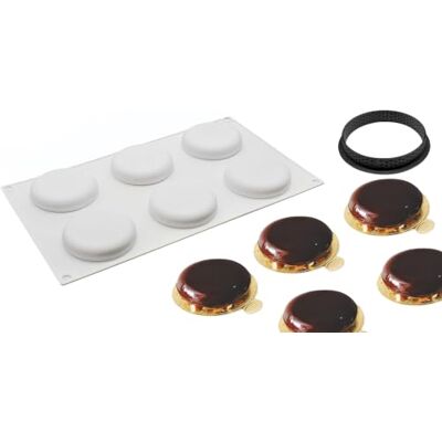 XiaoShenLu Moldes de silicone 3D, molde pastel 3D para sobremesas pudim, ferramenta redonda de plástico crocante, 6 orifícios forma de círculo plano XiaoShenLu Moldes de silicone 3D, molde pastel 3D para sobremesas pudim, ferramenta redonda de plástico crocante, 6 orifícios forma de círculo plano