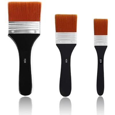 NCOALE Conjunto de pincéis acrílicos, 3 pincéis para tintas acrílicas, pincéis planos, conjunto de ferramentas, qualidade de artista, cerdas planas, pincéis de nylon, pincéis premium para pintura a óleo e NCOALE Conjunto de pincéis acrílicos, 3 pincéis para tintas acrílicas, pincéis planos, conjunto de ferramentas, qualidade de artista, cerdas planas, pincéis de nylon, pincéis premium para pintura a óleo e
