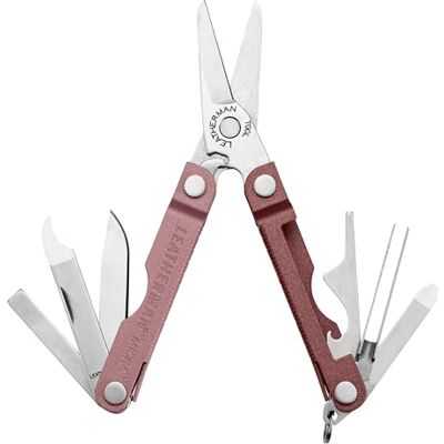 Leatherman Micra Porta-chaves multifunções de aço inoxidável com tesouras de mola e 9 ferramentas, rosa jaspeado Leatherman Micra Porta-chaves multifunções de aço inoxidável com tesouras de mola e 9 ferramentas, rosa jaspeado
