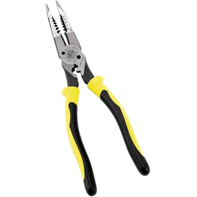 KLEIN TOOLS Alicate de ponta de agulha com alicate multiuso, crimpados, tiras, cortes, laços e tesouras J207-8CR, amarelo/preto KLEIN TOOLS Alicate de ponta de agulha com alicate multiuso, crimpados, tiras, cortes, laços e tesouras J207-8CR, amarelo/preto