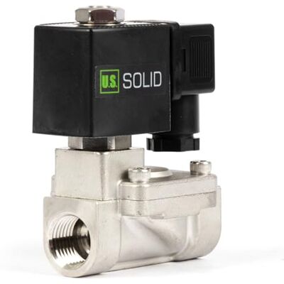 U.S. Solid Válvula solenóide de aço inoxidável de 0,5 polegadas, 12 V CC, 0,3-16 bar, normalmente fechada, vedação Viton, rosca G, operada por piloto U.S. Solid Válvula solenóide de aço inoxidável de 0,5 polegadas, 12 V CC, 0,3-16 bar, normalmente fechada, vedação Viton, rosca G, operada por piloto