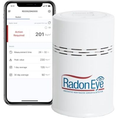 Ecosense Inc. Ecosense RadonEye, detetor de radão doméstico, captura rápida de níveis flutuantes, monitorização contínua em tempo real a curto e longo prazo, com gráficos de tendências Ecosense Inc. Ecosense RadonEye, detetor de radão doméstico, captura rápida de níveis flutuantes, monitorização contínua em tempo real a curto e longo prazo, com gráficos de tendências