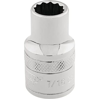 Draper D-AF 3/8" Square Drive chave & # 174; 12 ponto socket (7/16"), azul Draper D-AF 3/8" Square Drive chave & # 174; 12 ponto socket (7/16"), azul