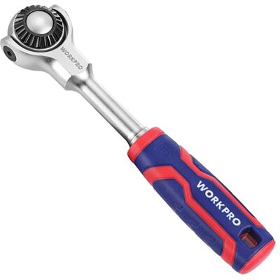WORKPRO Chave de catraca de 1/4", cabo de catraca com cabeça oscilante de 270°, catraca pequena de 150 mm, libertação rápida, chave de catraca giratória de 90 dentes WORKPRO Chave de catraca de 1/4", cabo de catraca com cabeça oscilante de 270°, catraca pequena de 150 mm, libertação rápida, chave de catraca giratória de 90 dentes