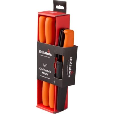 Hultafors Conjunto de facas para artesãos HVK I 5 peças I facas multiusos com cabo ergonómico e lâmina de aço carbono japonês I inclui capa e suporte para calças de trabalho I 386050 Hultafors Conjunto de facas para artesãos HVK I 5 peças I facas multiusos com cabo ergonómico e lâmina de aço carbono japonês I inclui capa e suporte para calças de trabalho I 386050