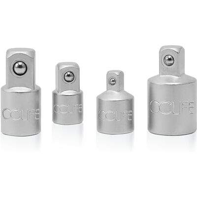 CCLIFE Adaptador de chave de soquete chave de catraca adaptador 1/2" a 3/8", 1/4" a 3/8", 4 peças CCLIFE Adaptador de chave de soquete chave de catraca adaptador 1/2" a 3/8", 1/4" a 3/8", 4 peças