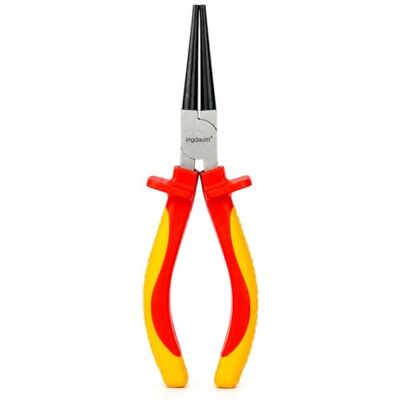 ingdaum ® Pinça VDE para eletricistas, isolada 1000 V e testada VDE – Certificada GS conforme DIN EN IEC 60900, aço cromado vanádio (alicates de ponta redonda de 6") ingdaum ® Pinça VDE para eletricistas, isolada 1000 V e testada VDE – Certificada GS conforme DIN EN IEC 60900, aço cromado vanádio (alicates de ponta redonda de 6")