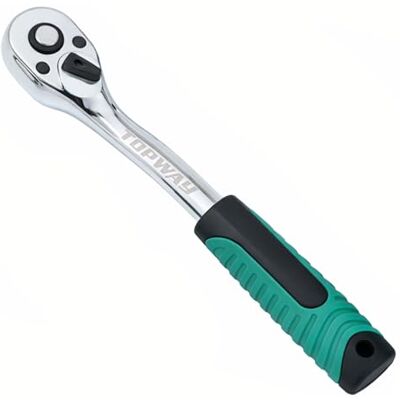 TOPWAY Chave de arraca de 3/8", cabo para chave de tubo de libertação rápida de 72 dentes, aço cromado vanádio, ferramenta para oficina de reparação de automóveis, 200 mm TOPWAY Chave de arraca de 3/8", cabo para chave de tubo de libertação rápida de 72 dentes, aço cromado vanádio, ferramenta para oficina de reparação de automóveis, 200 mm