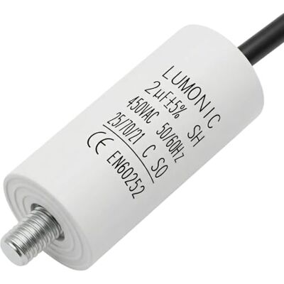 Lumonic Capacitor de arranque 2 µF 450 V com cabo I 26 x 55 mm I 2uF I Condensador de motor com caixa de plástico I Capacitor de funcionamento I para bombas, corta-relvas, ferramentas Lumonic Capacitor de arranque 2 µF 450 V com cabo I 26 x 55 mm I 2uF I Condensador de motor com caixa de plástico I Capacitor de funcionamento I para bombas, corta-relvas, ferramentas
