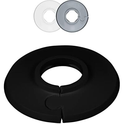 FUX Rosácea individual para tubo de aquecimento, 2 unidades, 8 mm, 60,3 mm, cobertura de tubo, rosetas, revestimento, rosetas para radiadores, polipropileno, em cores especiais (60,3 mm, RAL 9005) FUX Rosácea individual para tubo de aquecimento, 2 unidades, 8 mm, 60,3 mm, cobertura de tubo, rosetas, revestimento, rosetas para radiadores, polipropileno, em cores especiais (60,3 mm, RAL 9005)