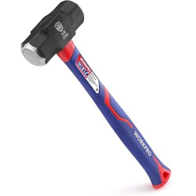 WORKPRO Martelo de clube de 3 lb/1,4 kg com cabo de fibra de vidro, martelo de 35,5 cm, cabeça de aço forjada e tratado termicamente, para construção, rocha, carpintaria, cinzelado, casa WORKPRO Martelo de clube de 3 lb/1,4 kg com cabo de fibra de vidro, martelo de 35,5 cm, cabeça de aço forjada e tratado termicamente, para construção, rocha, carpintaria, cinzelado, casa