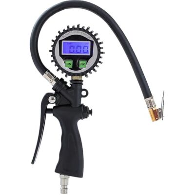 ORAZIO Manómetro de pressão pneus digitais com ecrã LCD, pistola de bomba insuflável de pneus de 230 PSI para carros Vanetas RV bicicletas 230801 ORAZIO Manómetro de pressão pneus digitais com ecrã LCD, pistola de bomba insuflável de pneus de 230 PSI para carros Vanetas RV bicicletas 230801
