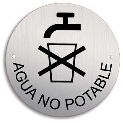 OFFORM DESIGN Sinal de água não potável Ø 100 mm placa placa alumínio escovado perfurado OFFORM DESIGN Sinal de água não potável Ø 100 mm placa placa alumínio escovado perfurado