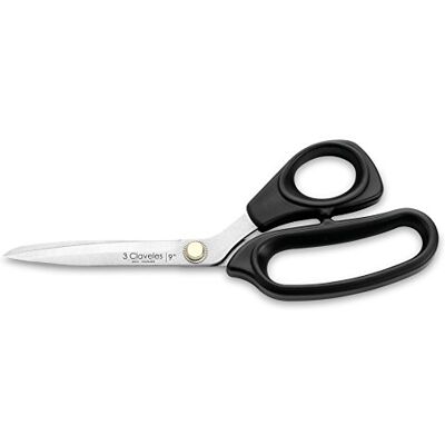 3 Claveles Vários usos tesouras costura, multifunções, alças TPR, 23 cm 9", aço carbono, preto 3 Claveles Vários usos tesouras costura, multifunções, alças TPR, 23 cm 9", aço carbono, preto