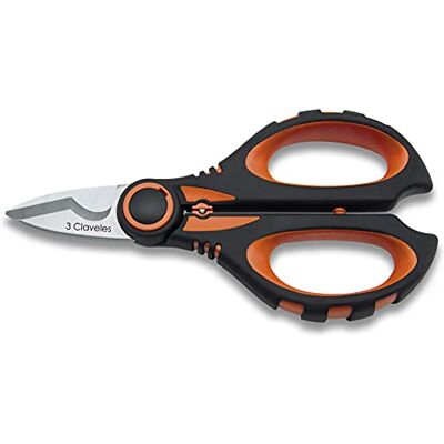 3 Claveles Tesouras de eletricista multifunção 16 cm com descascador profissional muito resistente 3 Claveles Tesouras de eletricista multifunção 16 cm com descascador profissional muito resistente