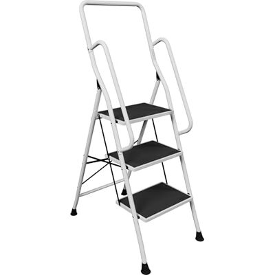 Home Vida Escada com 3 degraus , com corrimão de segurança, dobrável, tapete antiderrapante, resistente Home Vida Escada com 3 degraus , com corrimão de segurança, dobrável, tapete antiderrapante, resistente
