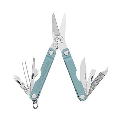 Leatherman Micra Porta-chaves multiferramenta de aço inoxidável com tesouras de mola e 9 ferramentas, Azul Ártico Leatherman Micra Porta-chaves multiferramenta de aço inoxidável com tesouras de mola e 9 ferramentas, Azul Ártico