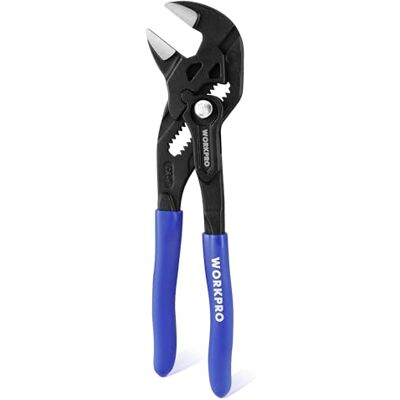 WORKPRO Alicate chave de 180 mm, chave de alicate de CR-V, chave ajustável, alicates com mandíbula de auto-ajuste, abertura máxima de mandíbula 40 mm, cabo ergonómico WORKPRO Alicate chave de 180 mm, chave de alicate de CR-V, chave ajustável, alicates com mandíbula de auto-ajuste, abertura máxima de mandíbula 40 mm, cabo ergonómico