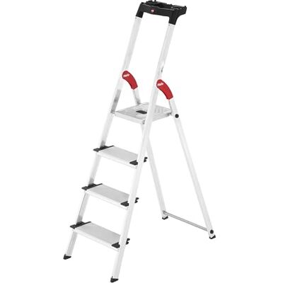 Hailo 001-Escada de tesoura de alumínio larga XXL EasyClix (6 degraus), cinzento Hailo 001-Escada de tesoura de alumínio larga XXL EasyClix (6 degraus), cinzento
