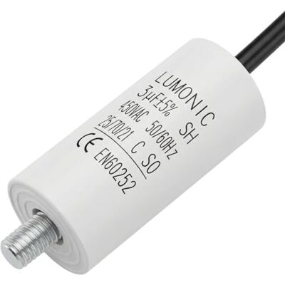 Lumonic Capacitor de arranque 3 µF 450 V com cabo I 26 x 55 mm I 3uF I Condensador de motor com caixa de plástico I Capacitor de funcionamento I para bombas, corta-relvas, ferramentas Lumonic Capacitor de arranque 3 µF 450 V com cabo I 26 x 55 mm I 3uF I Condensador de motor com caixa de plástico I Capacitor de funcionamento I para bombas, corta-relvas, ferramentas