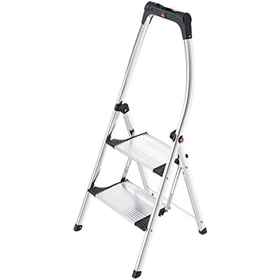 Hailo escada dobrável LivingStep Comfort Plus, 2 passos, barra de segurança alta, aderência ideal em diferentes andares, capacidade de carga de até 150 kg, Hailo escada dobrável LivingStep Comfort Plus, 2 passos, barra de segurança alta, aderência ideal em diferentes andares, capacidade de carga de até 150 kg,