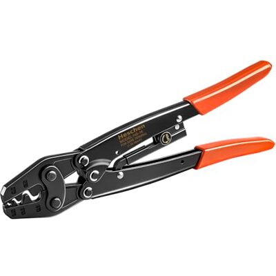 Heschen Ferramenta de crimpagem de terminais com catraca, , para terminais não isolados de 1,5-16 mm² (15-5 AWG) (tipo ponta) Heschen Ferramenta de crimpagem de terminais com catraca, , para terminais não isolados de 1,5-16 mm² (15-5 AWG) (tipo ponta)