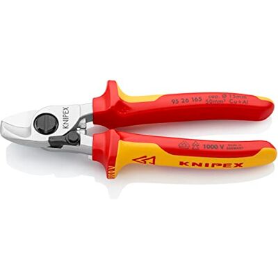 KNIPEX Tesoura de corta-cabos com mola de abertura cromada isolada com VDE, até 15 mm/50 mm², cortador de cabos KNIPEX Tesoura de corta-cabos com mola de abertura cromada isolada com VDE, até 15 mm/50 mm², cortador de cabos