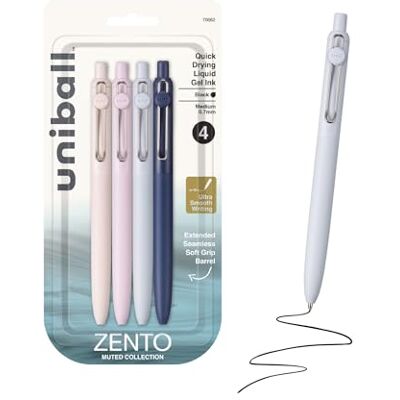 Uni-Ball Zento Bolígrafos (4 unidades), color negro Uni-Ball Zento Bolígrafos (4 unidades), color negro
