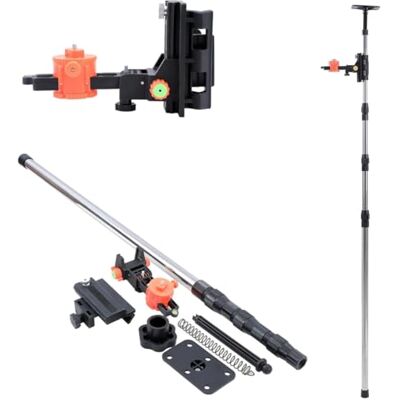 TOPWAY Barra telescópica para nível laser 115-400 cm, aço inoxidável suporte telescópico até ao teto, com suporte e bolsa de nylon TOPWAY Barra telescópica para nível laser 115-400 cm, aço inoxidável suporte telescópico até ao teto, com suporte e bolsa de nylon