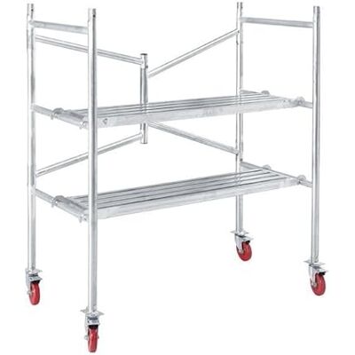 BOKNI Andaime com rodas de bloqueio, torre de rolamento dobrável, plataforma de andaime de aço móvel portátil, carga de 500 LB (tamanho: Altura: 135 cm / 4,4 pés) BOKNI Andaime com rodas de bloqueio, torre de rolamento dobrável, plataforma de andaime de aço móvel portátil, carga de 500 LB (tamanho: Altura: 135 cm / 4,4 pés)