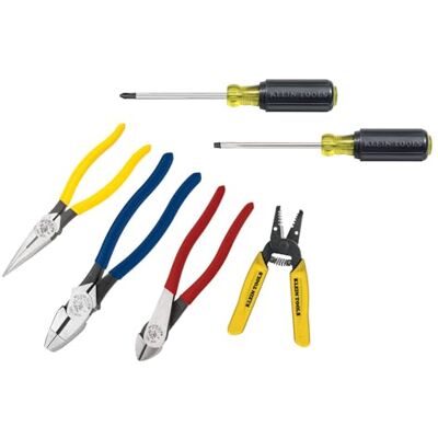 Klein Tools 92906 Conjunto de ferramentas, kit de ferramentas básico, ferramentas manuais Klein para aprendiz ou casa: alicate, decapadores, cortador, chaves de fendas, 6 peças Klein Tools 92906 Conjunto de ferramentas, kit de ferramentas básico, ferramentas manuais Klein para aprendiz ou casa: alicate, decapadores, cortador, chaves de fendas, 6 peças