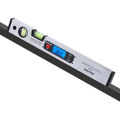 RISEPRO Nível de torpedo digital de 42 cm, inclinómetro, localizador de ângulos, medidor, nível de bolha, base magnética, retroiluminação RISEPRO Nível de torpedo digital de 42 cm, inclinómetro, localizador de ângulos, medidor, nível de bolha, base magnética, retroiluminação