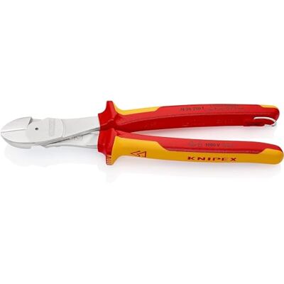 KNIPEX Alicate de corte diagonal de força cromado isolado com capas multicomponentes, homologado pela VDE; com anel de fixação, KNIPEX Alicate de corte diagonal de força cromado isolado com capas multicomponentes, homologado pela VDE; com anel de fixação,