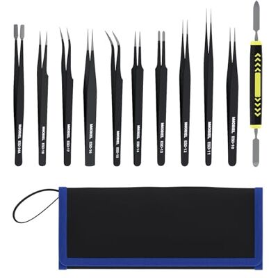 MMOBIEL 10 Pinças Industriais de Precisão ESD Anti-Estáticas de Aço Inoxidável para Electrónica, Joalharia, Computadores, Trabalhos de Laboratório, Trabalhos Manuais e Passatempos – Incl. Espátula e MMOBIEL 10 Pinças Industriais de Precisão ESD Anti-Estáticas de Aço Inoxidável para Electrónica, Joalharia, Computadores, Trabalhos de Laboratório, Trabalhos Manuais e Passatempos – Incl. Espátula e
