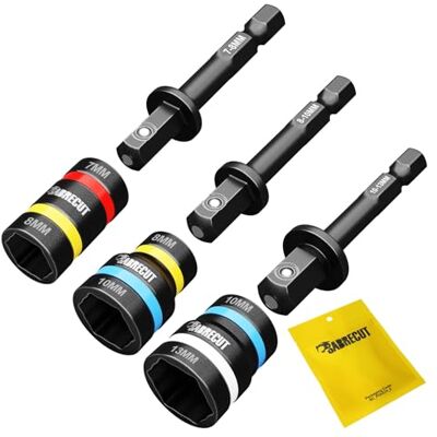 SabreCut 3 peças 7 mm 8 mm 10 mm 13 mm pontas copo impacto duradouro SabreCut 3 peças 7 mm 8 mm 10 mm 13 mm pontas copo impacto duradouro
