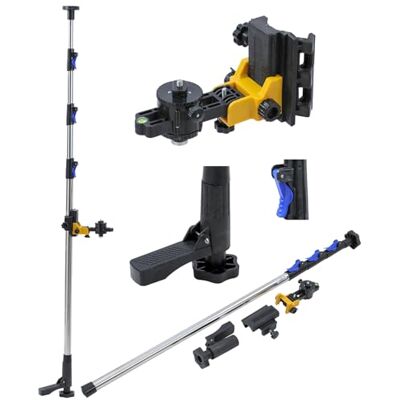 KATSU Tools TOPWAY Nível laser com poste telescópico 3,7 m, aço inoxidável, base rápida, regulável com saco KATSU Tools TOPWAY Nível laser com poste telescópico 3,7 m, aço inoxidável, base rápida, regulável com saco