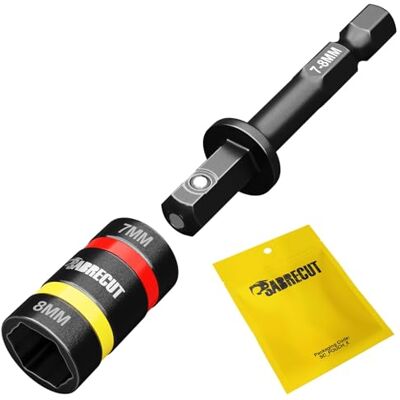 SabreCut Chave de fenda magnética de tamanho duplo de 7 mm e 8 mm, 60 mm de comprimento, reversível, 2 em 1, fácil de limpar, para brocas e chaves de fenda de impacto SabreCut Chave de fenda magnética de tamanho duplo de 7 mm e 8 mm, 60 mm de comprimento, reversível, 2 em 1, fácil de limpar, para brocas e chaves de fenda de impacto