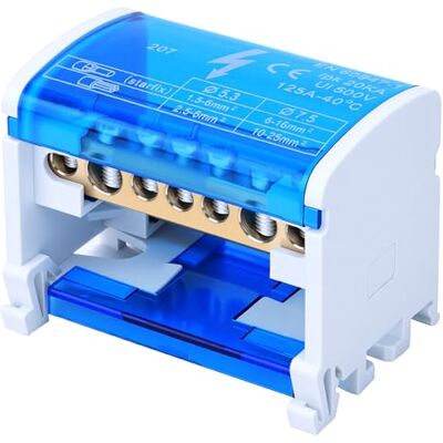Garosa Caixa de distribuição de bloco de terminais, conector de caixa de distribuição de energia Bloco de terminais de carril DIN Monofásico de 2 níveis com tampa transparente à prova de poeira Garosa Caixa de distribuição de bloco de terminais, conector de caixa de distribuição de energia Bloco de terminais de carril DIN Monofásico de 2 níveis com tampa transparente à prova de poeira