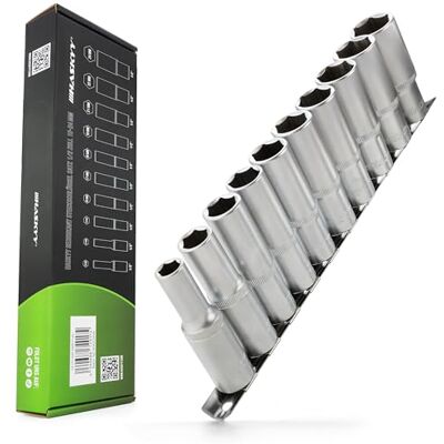 HASKYY Conjunto de chaves de impacto longo, porcas de cama profunda de 1,2 polegadas, porcas hexagonais de 10 24 mm, conjunto de 76 mm, porcas de 6 cantos, inserção de chave de porcas HASKYY Conjunto de chaves de impacto longo, porcas de cama profunda de 1,2 polegadas, porcas hexagonais de 10 24 mm, conjunto de 76 mm, porcas de 6 cantos, inserção de chave de porcas