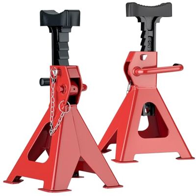 WilTec Conjunto de 2 suportes para Carros Altura Ajustável 28,7-43 cm até 3 toneladas Suportes de Gato Eixo de Carro com Duplo Bloqueio de Segurança, Base Larga Cobertura de Borracha Antiderrapante WilTec Conjunto de 2 suportes para Carros Altura Ajustável 28,7-43 cm até 3 toneladas Suportes de Gato Eixo de Carro com Duplo Bloqueio de Segurança, Base Larga Cobertura de Borracha Antiderrapante