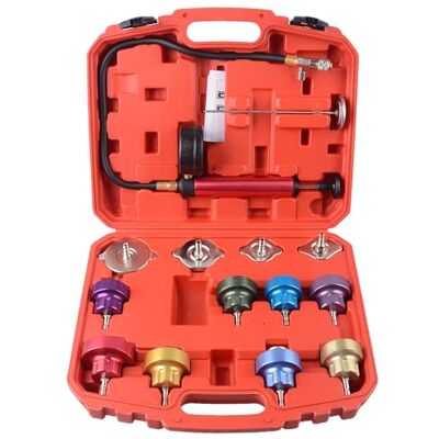 DAYUAN Kit de testador de pressão do radiador para sistema de refrigeração automotiva de alumínio, 14 unidades DAYUAN Kit de testador de pressão do radiador para sistema de refrigeração automotiva de alumínio, 14 unidades