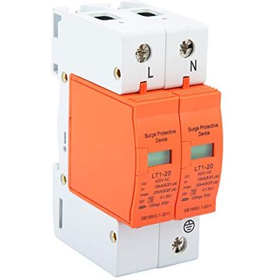 DEWIN Dispositivo de descarregador 2P 10 kA 20 kA 420 V AC dispositivo de descarregador de baixa voltagem de proteção contra picos de tensões proteção contra picos de tensão proteção contra picos de tensão DEWIN Dispositivo de descarregador 2P 10 kA 20 kA 420 V AC dispositivo de descarregador de baixa voltagem de proteção contra picos de tensões proteção contra picos de tensão proteção contra picos de tensão