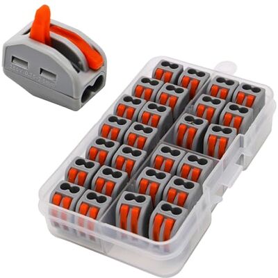 CESFONJER Conector de porca com alavanca, Conectores de cabo compactos 26 peças condutores variados, conector de emenda, conectores de cabo unilaterais, kit de bloco de cabo elétrico para cabo 28 CESFONJER Conector de porca com alavanca, Conectores de cabo compactos 26 peças condutores variados, conector de emenda, conectores de cabo unilaterais, kit de bloco de cabo elétrico para cabo 28