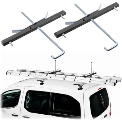 KADAX Braçadeiras para escada para barras de teto, 2 peças, suporte de escada para transporte seguro de escadas no porta-bagagens do teto, suporte de escada de aço (teto de carro) KADAX Braçadeiras para escada para barras de teto, 2 peças, suporte de escada para transporte seguro de escadas no porta-bagagens do teto, suporte de escada de aço (teto de carro)